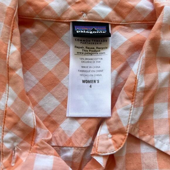 Patagonia Shirt Women's Orange‎ Gingham Long Sleeve Brookgreen Button Down XS - Picture 5 of 8